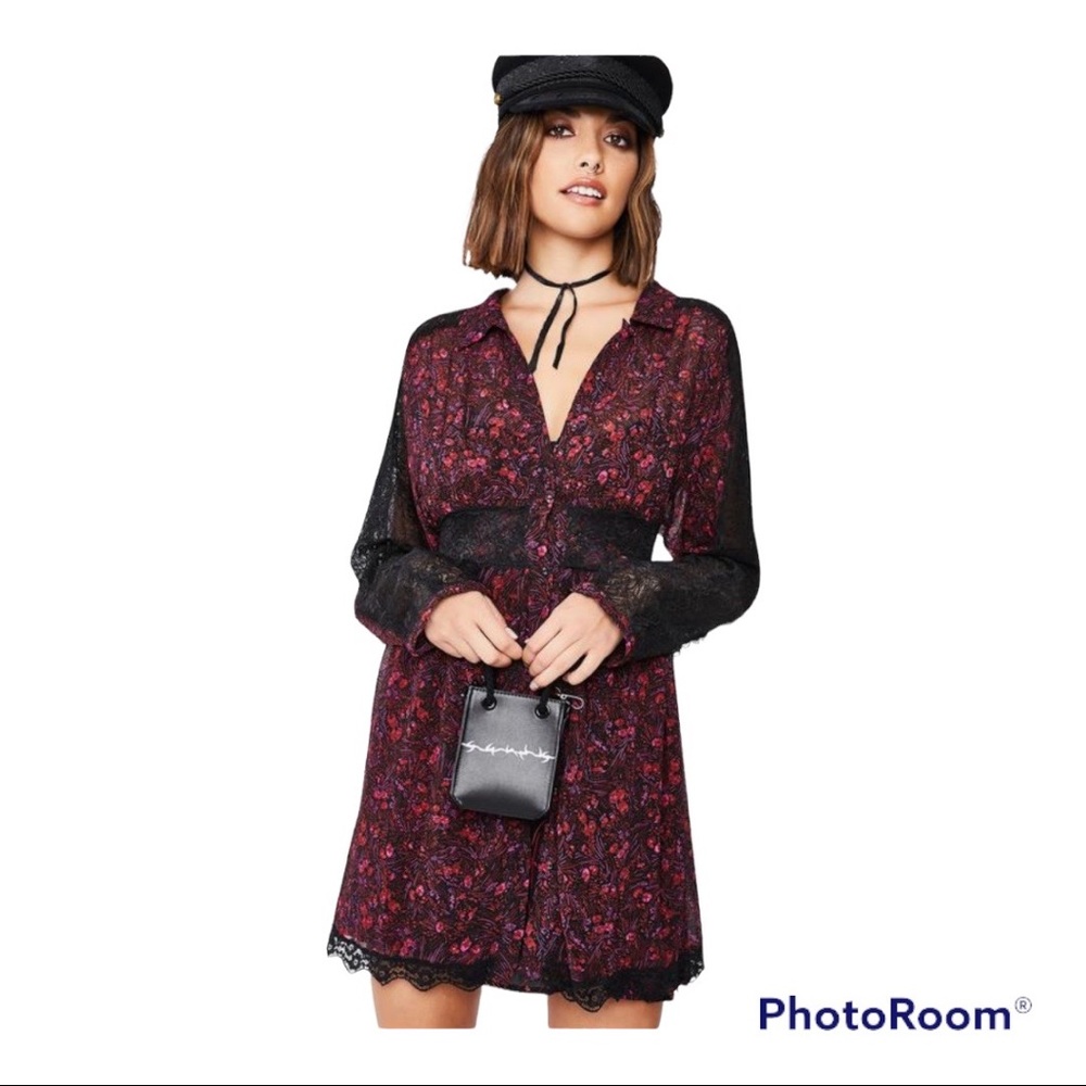 NWT Free People SHEER ROMANCE Mini Floral Mini Dress: Size Small